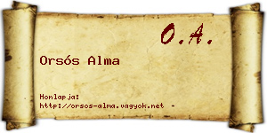 Orsós Alma névjegykártya